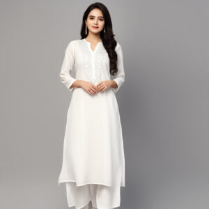 Regular White Kurta with Trouser