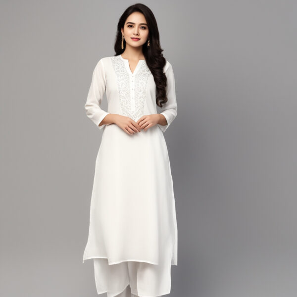 Regular White Kurta with Trouser